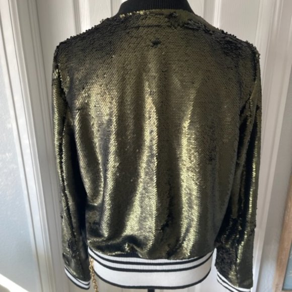 Vimmia Green Sequin Bomber Jacket - Size Small - Picture 5 of 6